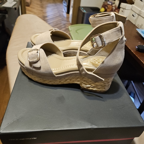 Vince Camuto Suede Adjustable Wedge Sandals - Meterry, size women's 6.5 - Picture 4 of 12